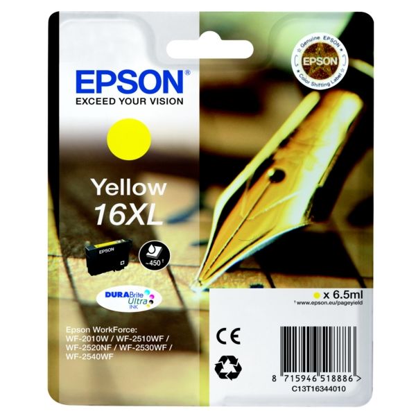 Картридж для струйного принтера Epson C13T16344010, желтый, оригинал