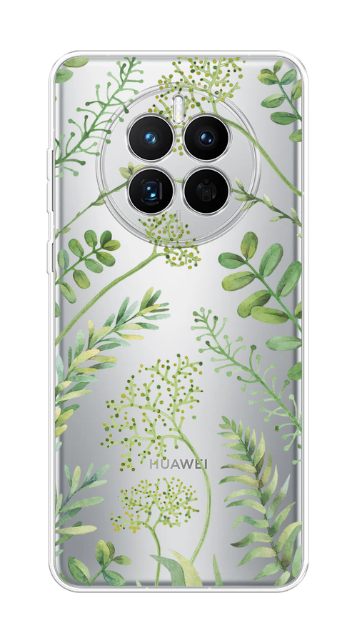 

Чехол на Huawei Mate 50 "Green Leaves", Зеленый;прозрачный, 6109850-1