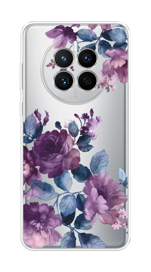 Чехол на Huawei Mate 50 "Purple Blossoms" 6109850-1 синий,  фиолетовый