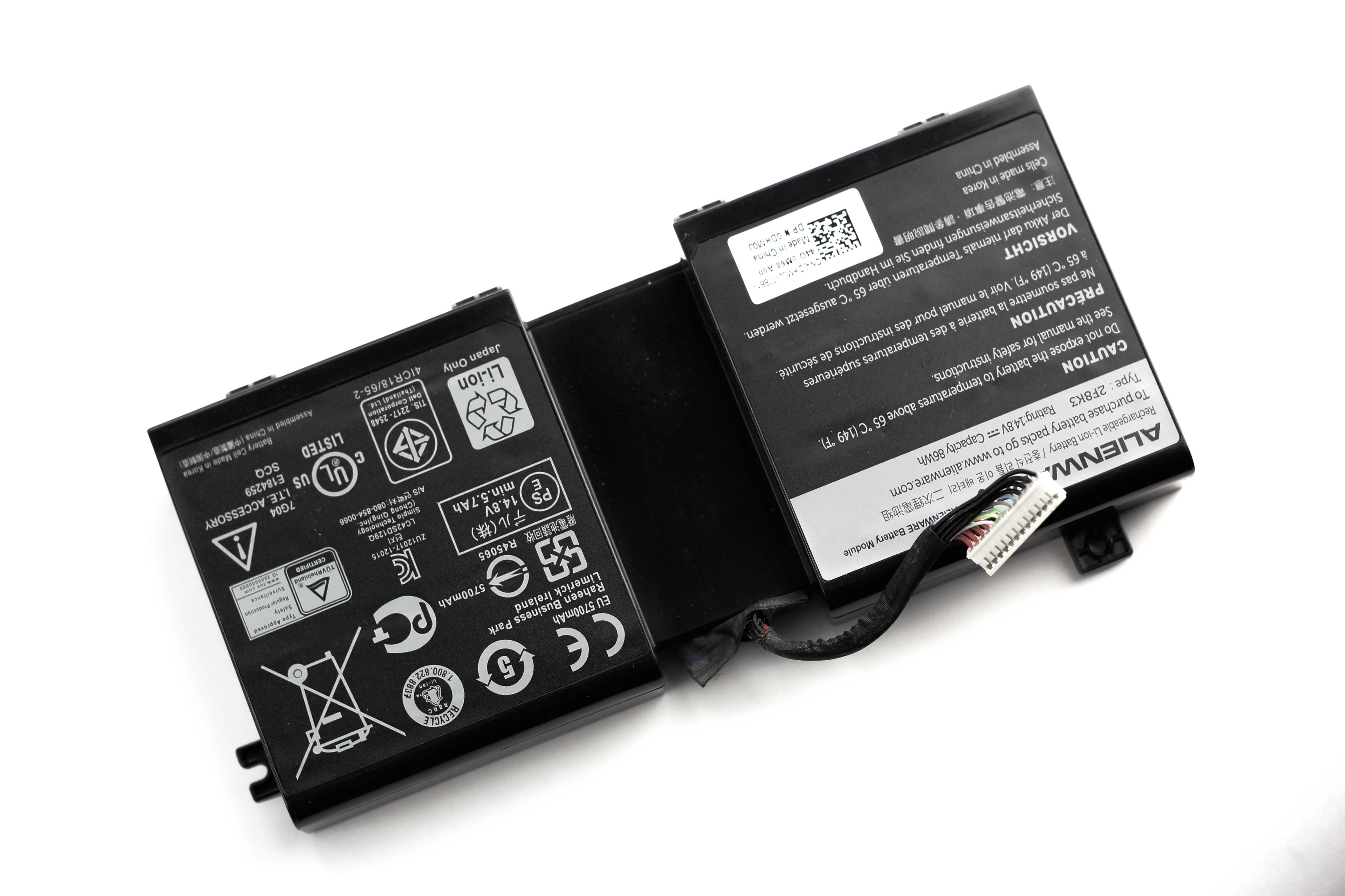 

Аккумулятор для ноутбука Dell Alienware M17x R5 ORG (14.8V 5600mAh) 02F8K3 2F8K3