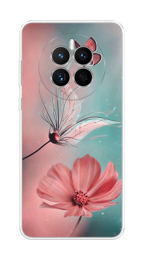 

Чехол на Huawei Mate 50 "Бабочка и цветок", Голубой;розовый, 6109850-1