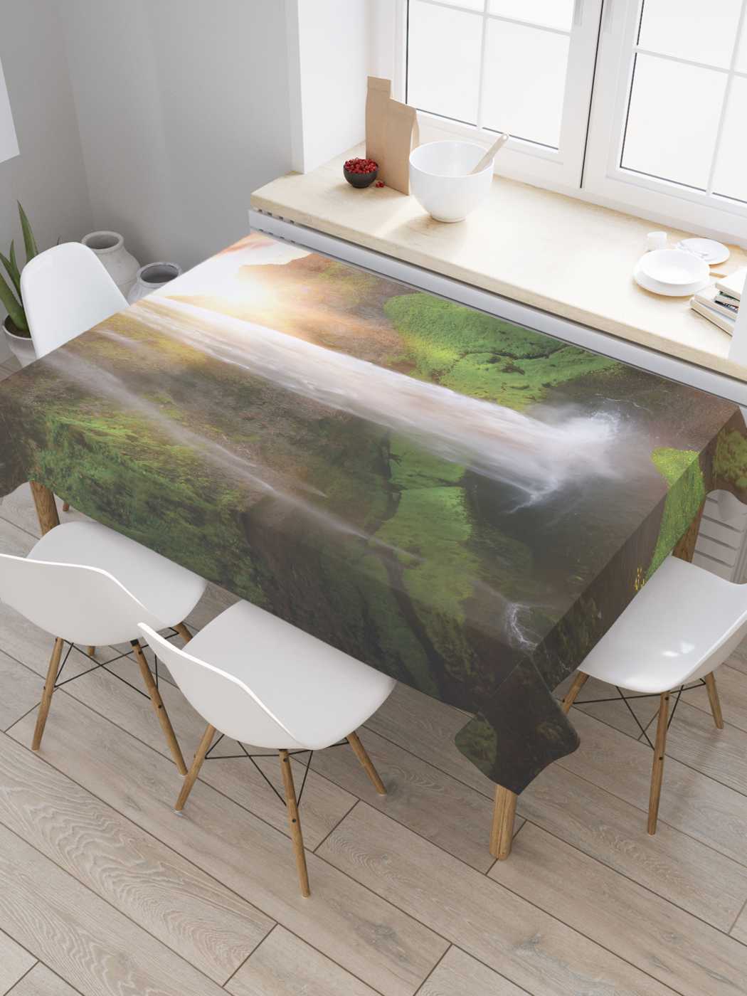 

Скатерть прямоугольная JoyArty "Сказочный водопад" из сатена, 120x145 см, Зеленый, Сказочный водопад