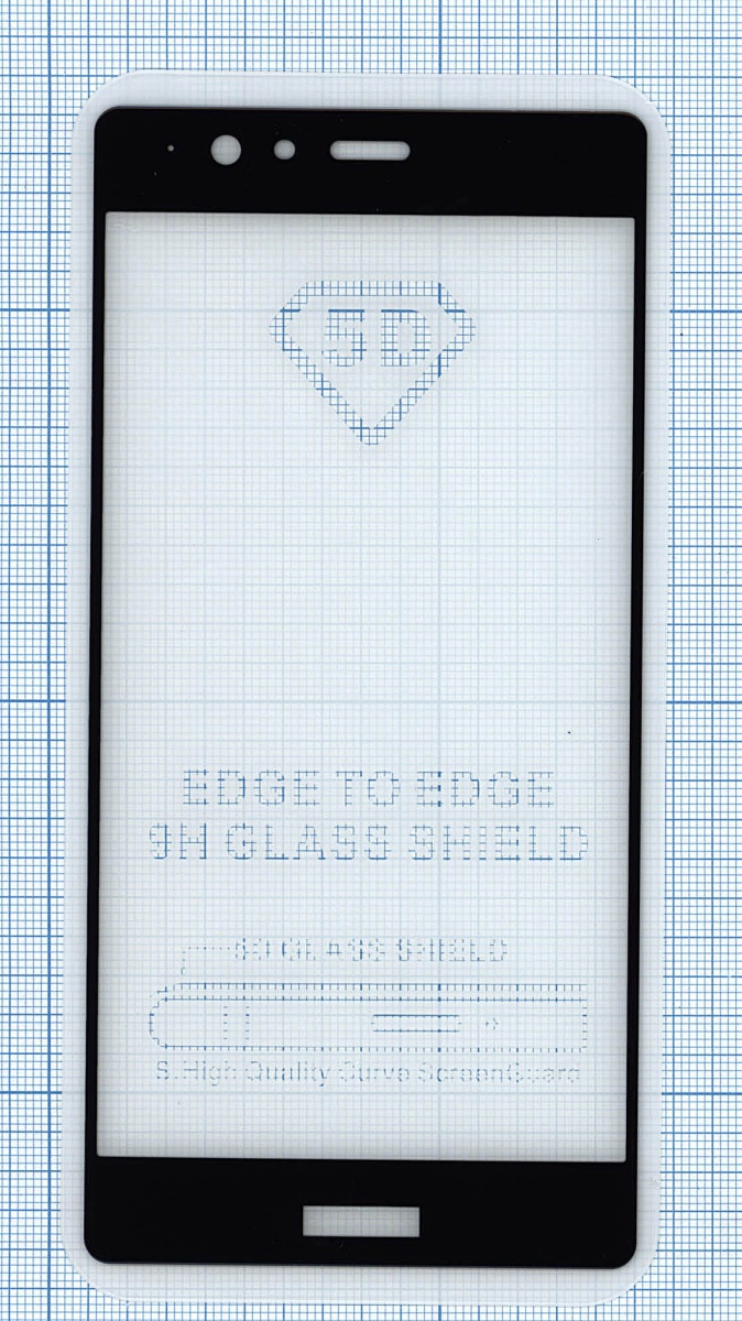 Защитное стекло 'Полное покрытие' для Huawei P9 Plus черное