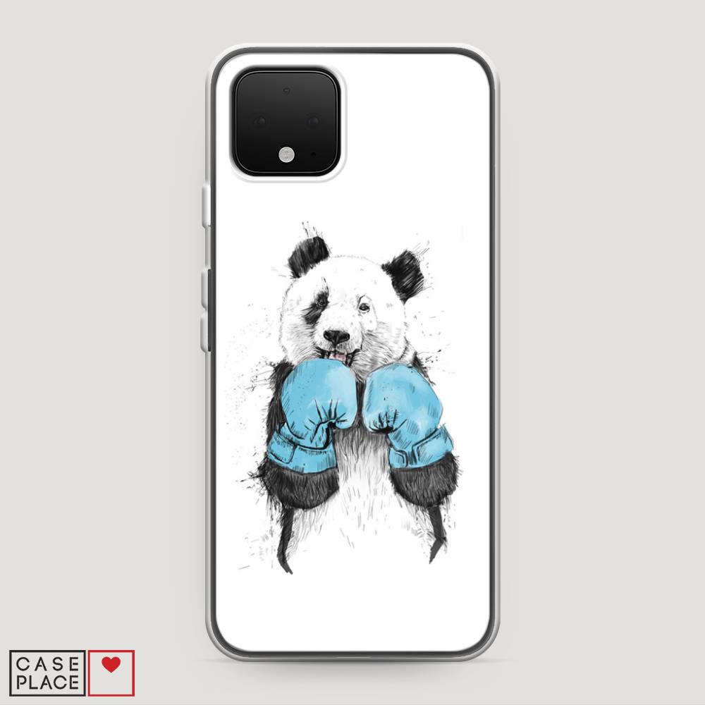 

Чехол на Google Pixel 4 "Панда боксер", Голубой;белый;серый, 270250-1