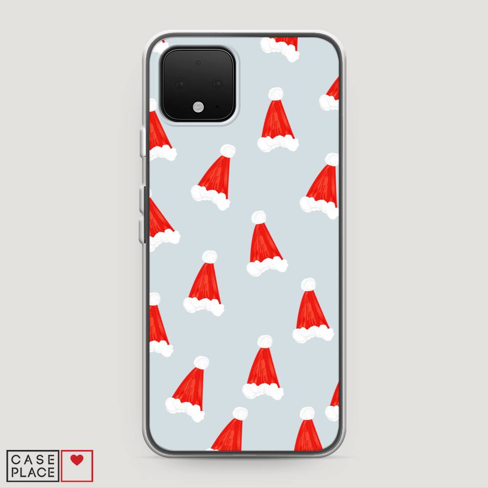 

Чехол на Google Pixel 4 "Новогодние шапочки", Белый;красный;серый, 270250-5