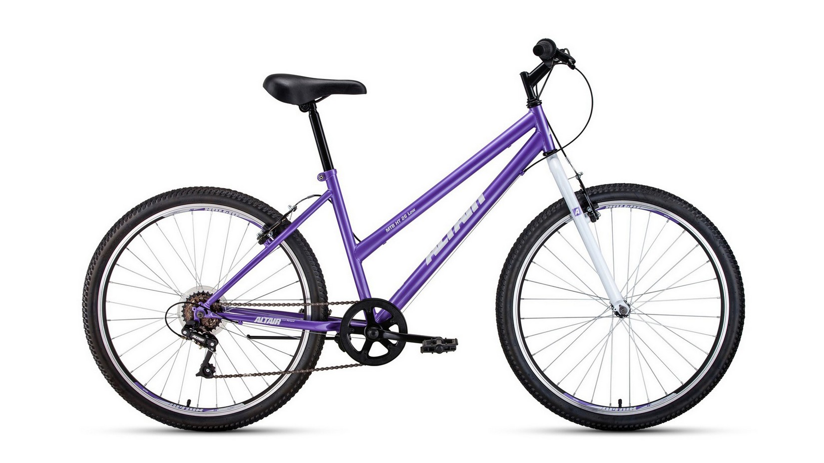 

Велосипед Altair MTB HT 26 low 2021 17" фиолетовый/белый, MTB HT 26 low
