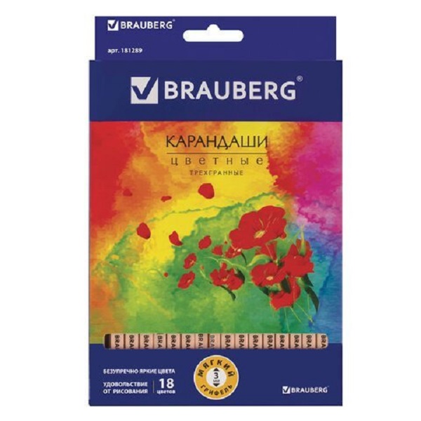 

Набор из 4 шт, Карандаши цветные BRAUBERG "Цветы" (181289), Разноцветные