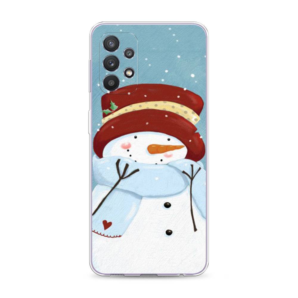 

Чехол для Samsung Galaxy A32 "Застенчивый снеговик", Голубой;белый;красный, 2102050-5