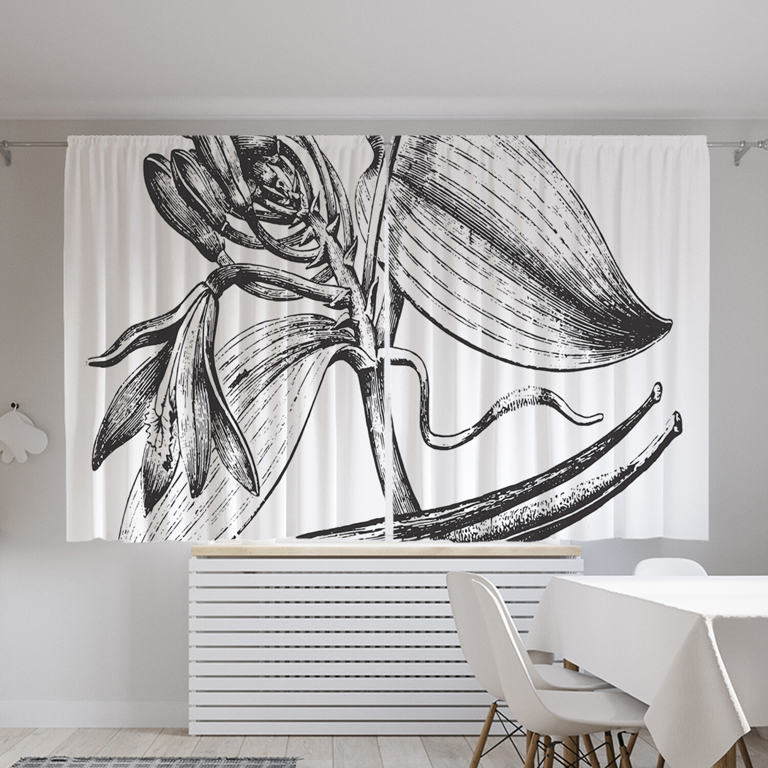 

Классические шторы JoyArty "Цветок ванили зарисовка", Oxford DeLux, 2 полотна 145x180 см, Цветок ванили зарисовка