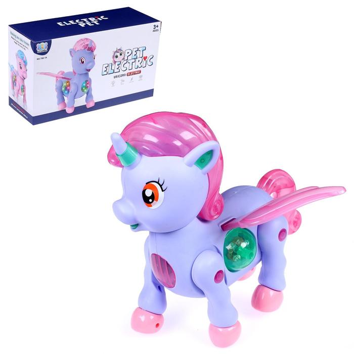 

Пони «Единорожка», ходит, свет, звук, работает от батареек, МИКС