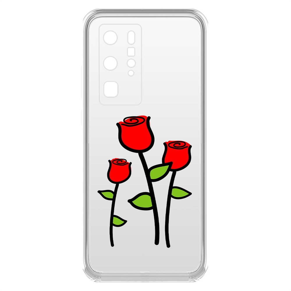 

Чехол-накладка Krutoff Clear Case Розочки для Huawei P40 Pro