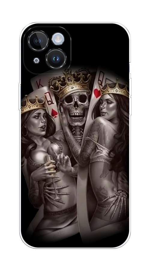 

Чехол на Apple iPhone 14 Plus "Карты король и королевы", Серый;желтый, 15350-6