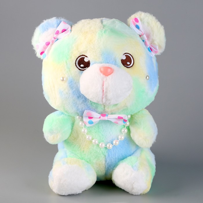 Мягкая игрушка Медвежонок с бусинками, 30 см, зелёный мягкая игрушка медвежонок с бусинками 30 см розовый
