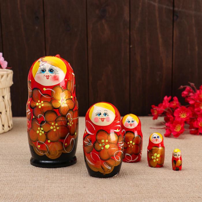 

Матрёшка 5-ти кукольная "Ната" с божьей коровкой , 14-15см, ручная роспись., Художественная матрёшка