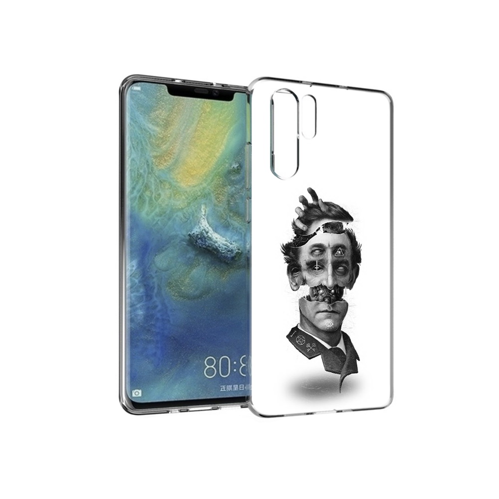 

Чехол MyPads Tocco для Huawei P30 Pro страшное лицо абстракция, Прозрачный, Tocco
