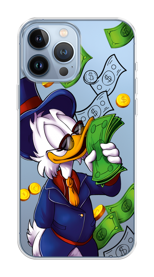 

Чехол на Apple iPhone 13 Pro Max "Scrooge McDuck with Money", Синий;зеленый;белый, 14450-1