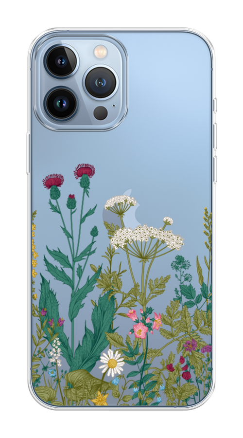 

Чехол на Apple iPhone 13 Pro Max "Дикие полевые цветы", Зеленый;розовый;белый, 14450-1