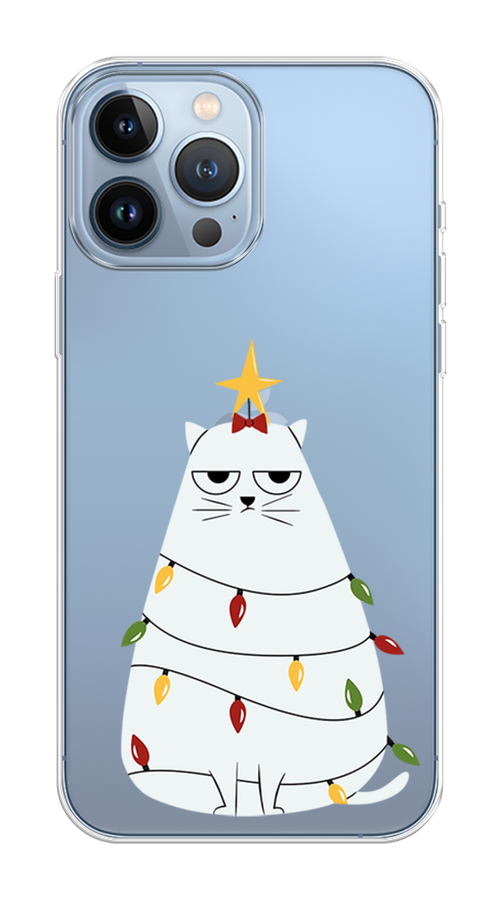 

Чехол на Apple iPhone 13 Pro Max "Котик в гирлянде", Белый;красный;желтый, 14450-1