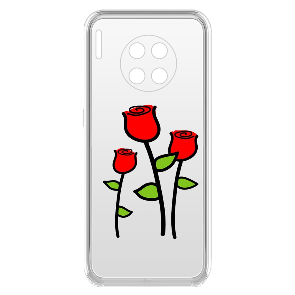 Чехол-накладка Krutoff Clear Case Розочки для Huawei Mate 30