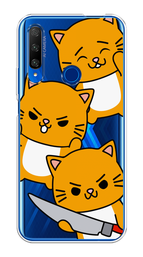 

Чехол на Huawei Honor 9X Premium "Опасные котики", Оранжевый;серый;белый, 610650-1