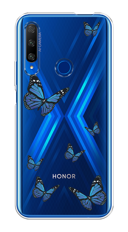 

Чехол на Huawei Honor 9X Premium "Blue butterflies", Синий;черный, 610650-1