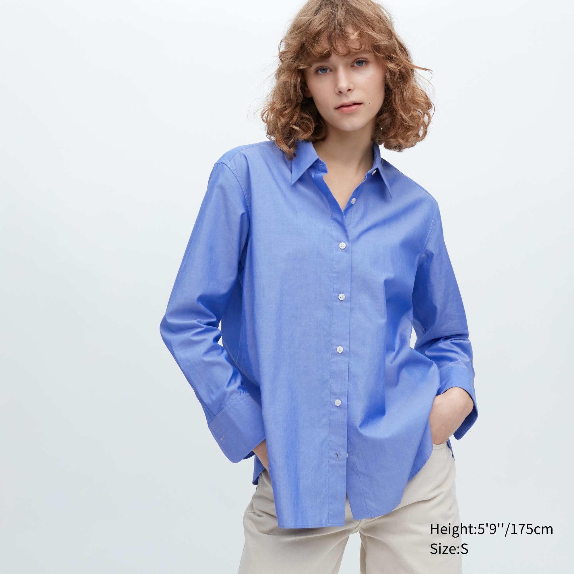 

Рубашка женская UNIQLO 458260COL63 синяя L (доставка из-за рубежа), Синий, 458260COL63