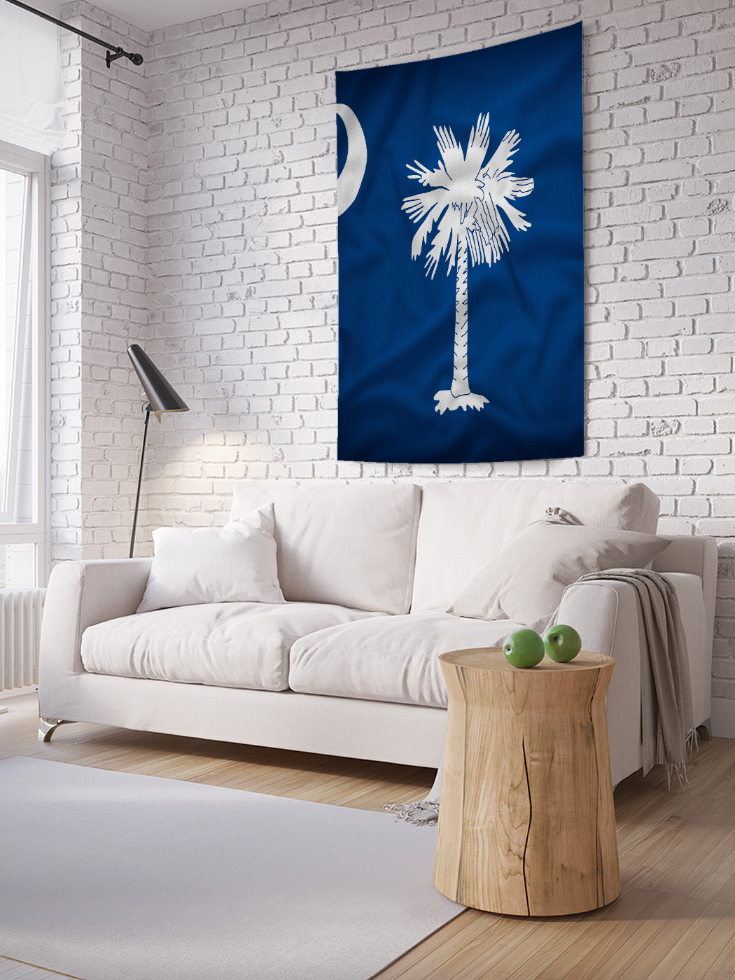 фото Вертикальное фотопанно на стену joyarty "флаг с пальмой", 100x150 см