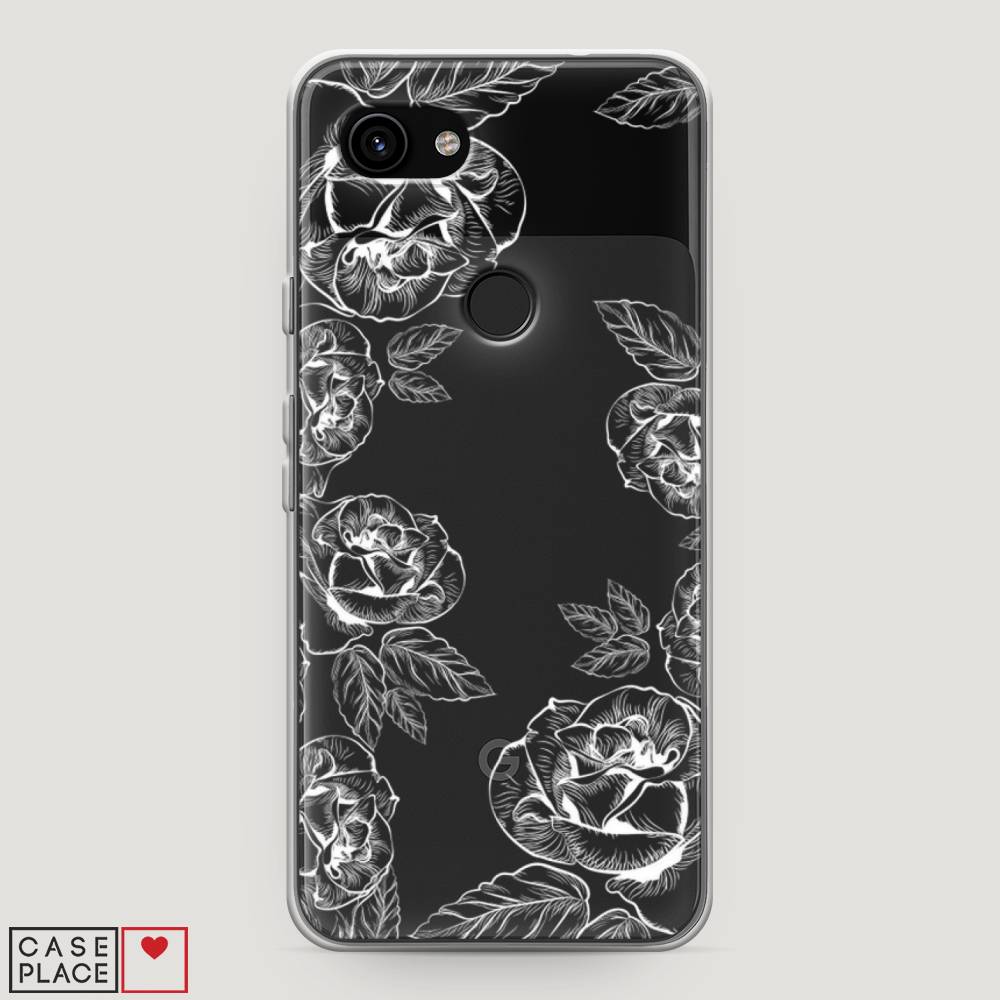 

Чехол на Google Pixel 3a "Розы графика", Черный;серый, 270150-2