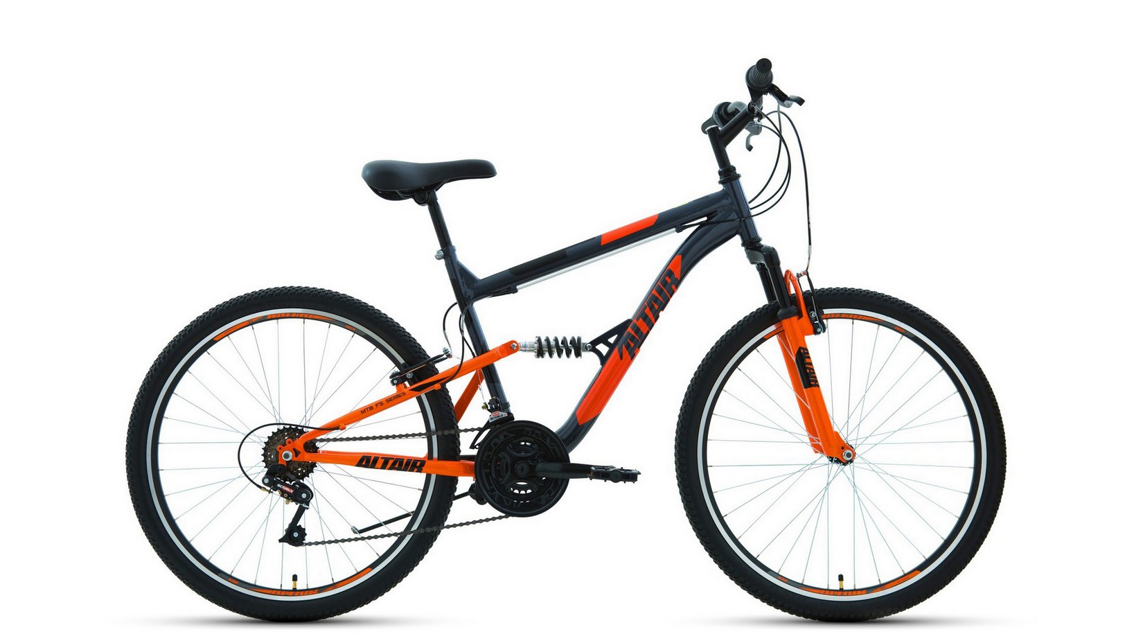 фото Велосипед altair mtb fs 26 1.0 2021 18" темно-серый/оранжевый