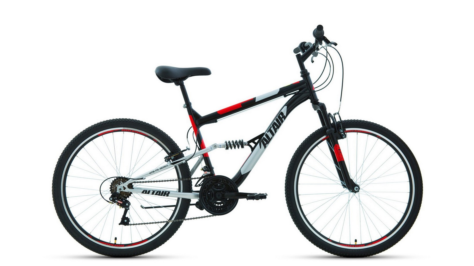 фото Велосипед altair mtb fs 26 1.0 2021 16" черный/красный