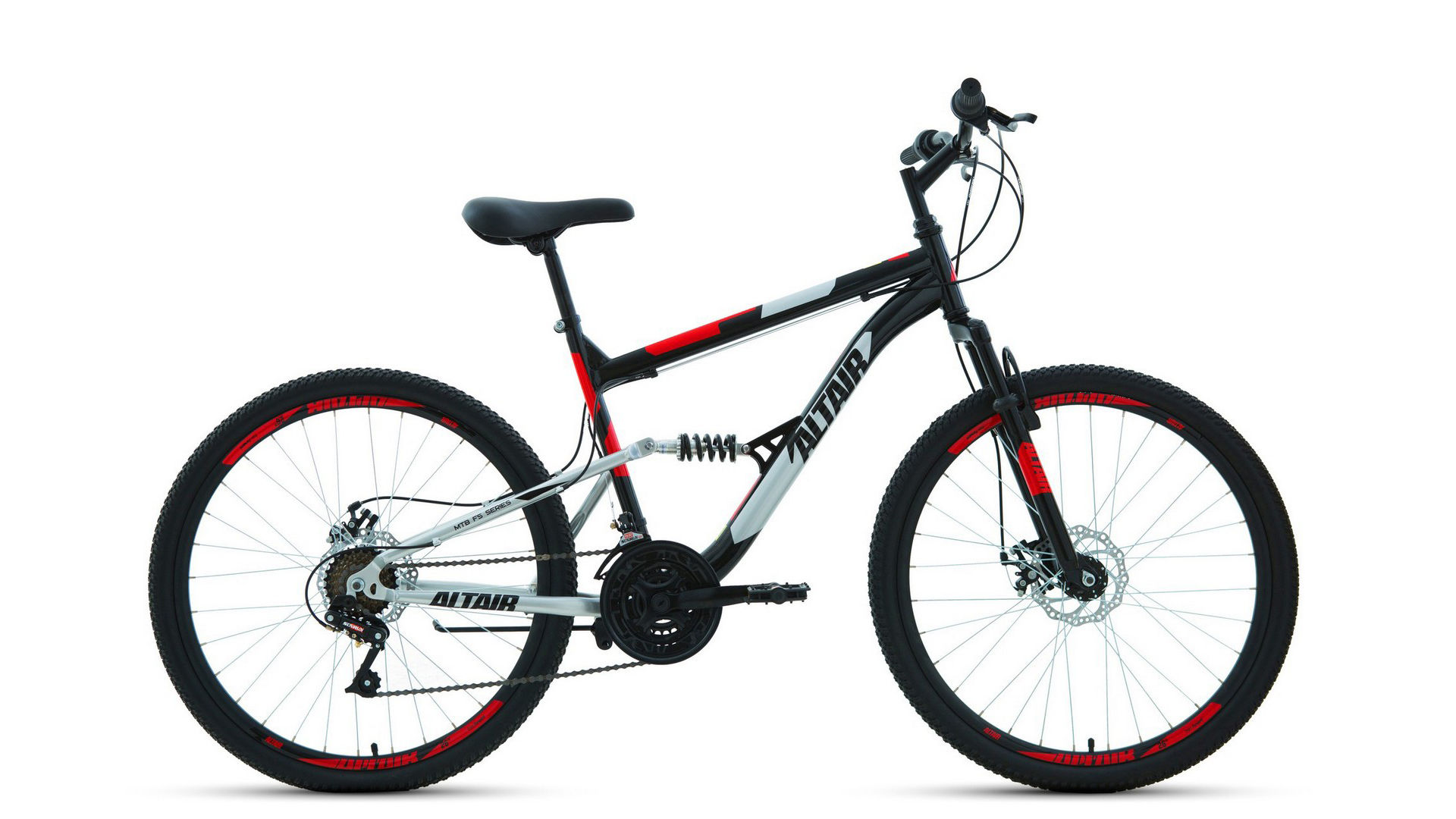 фото Велосипед altair mtb fs 26 2.0 disc 2021 16" черный/красный