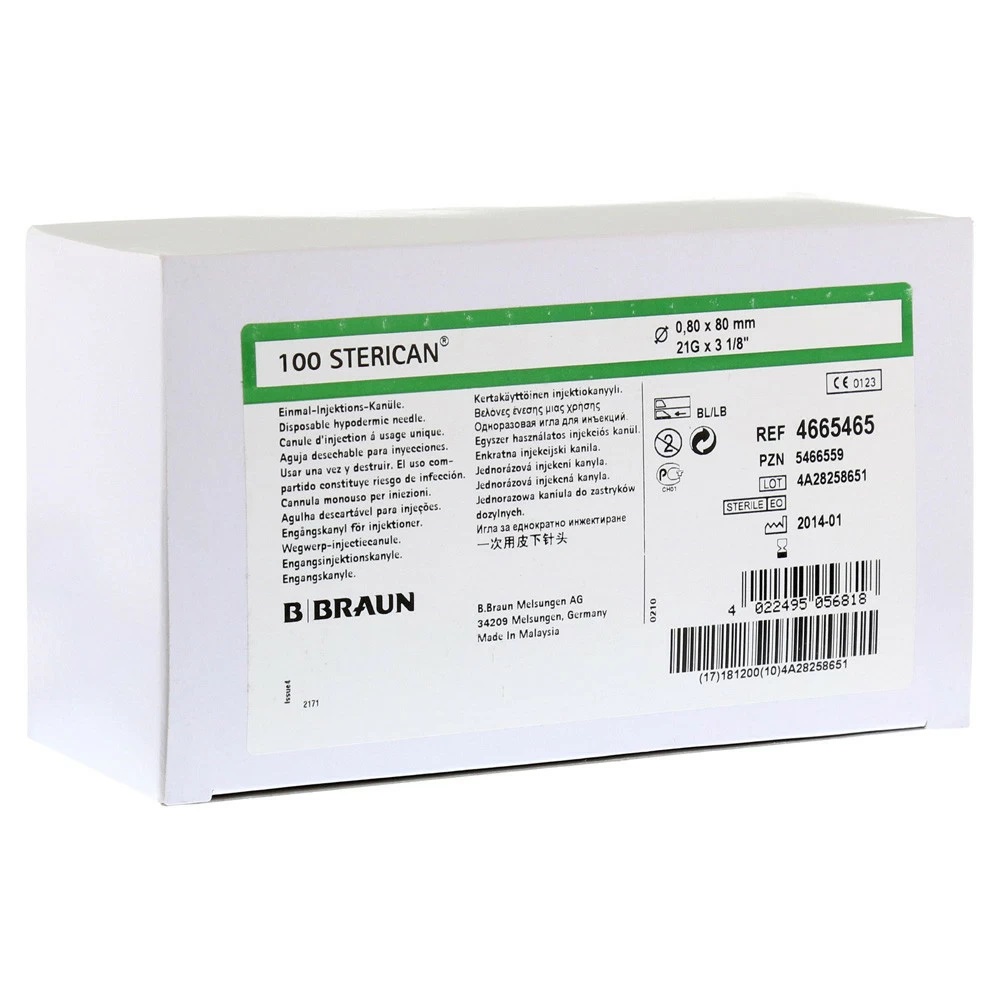 Игла инъекционная B.Braun Sterican 21G, 0,8 x 80, 10 шт