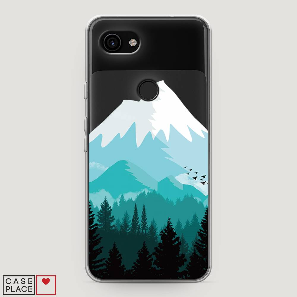 

Чехол на Google Pixel 3a "Синяя снежная гора", Белый;голубой, 270150-2
