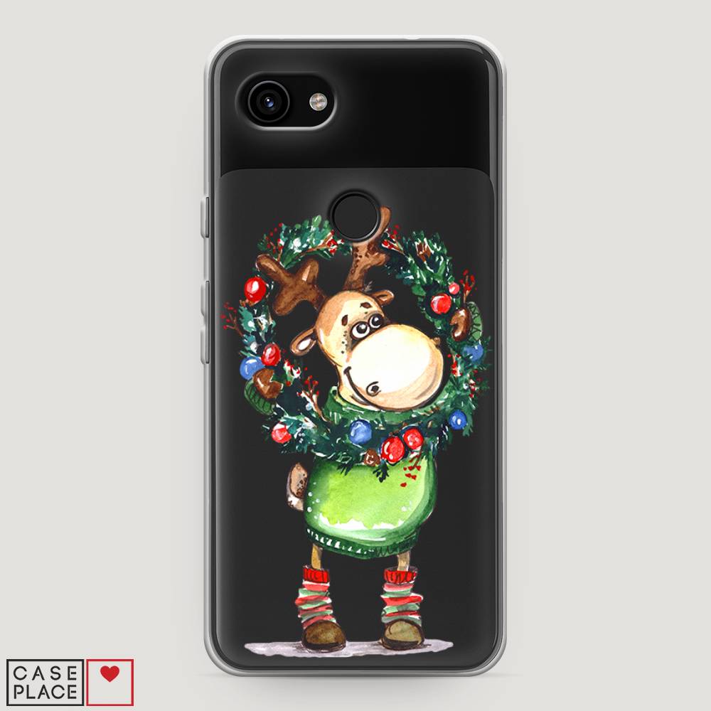

Чехол на Google Pixel 3a "Олень с новогодним венком", 270150-4