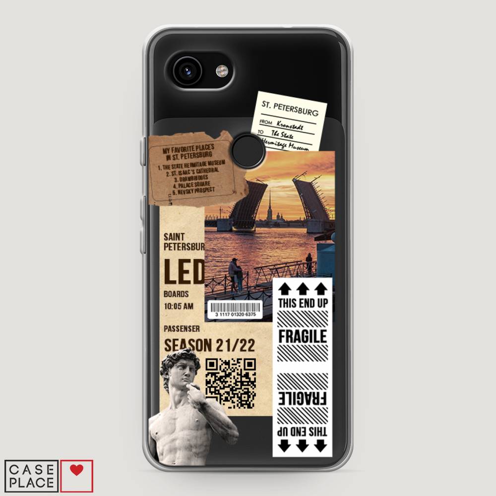 

Чехол на Google Pixel 3a "Санкт-Петербург коллаж", Коричневый;бежевый;белый, 270150-6