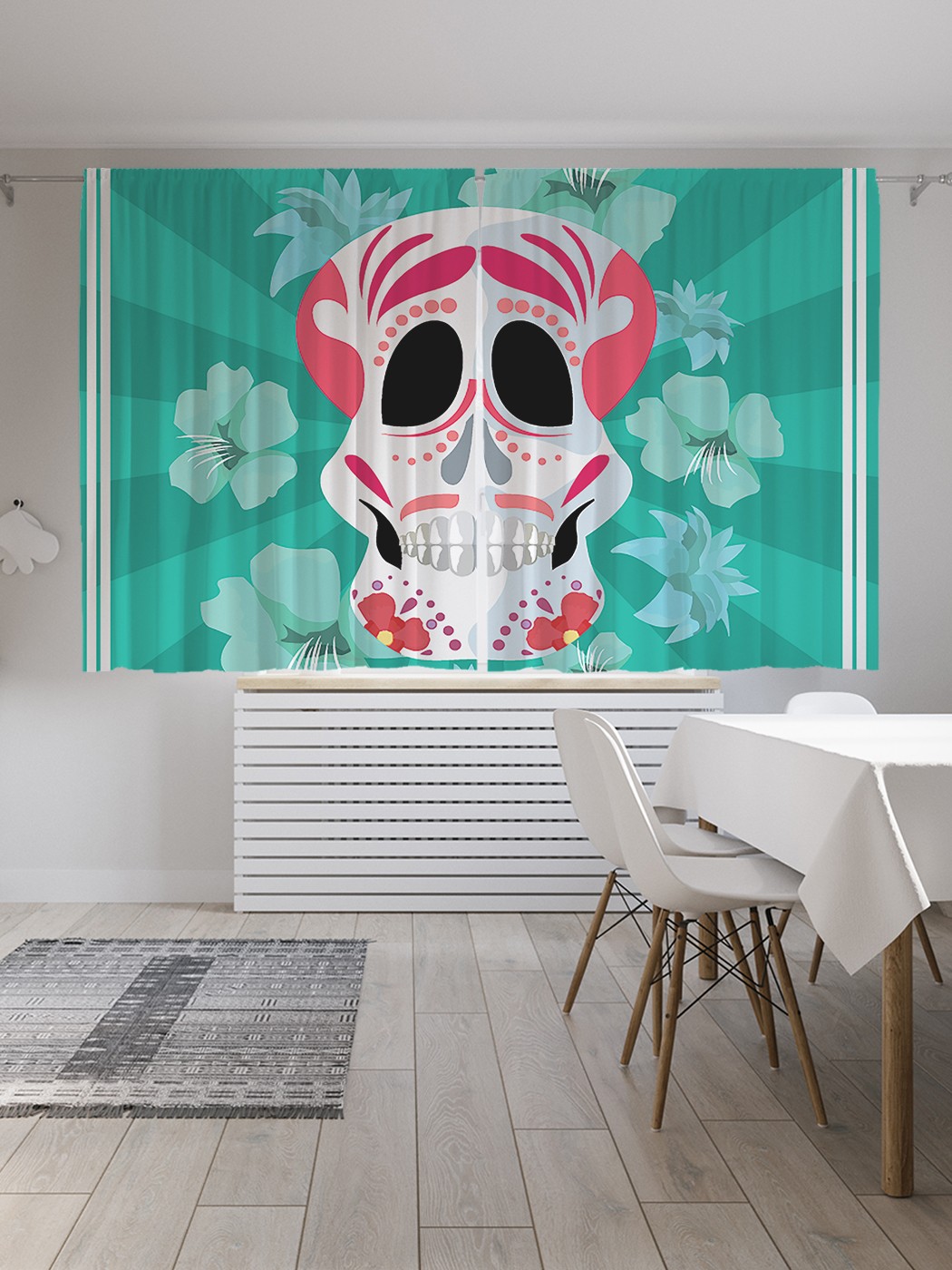 

Классические шторы JoyArty "Тату на черепе", серия Oxford DeLux, 2 полотна 145x180 см, Тату на черепе