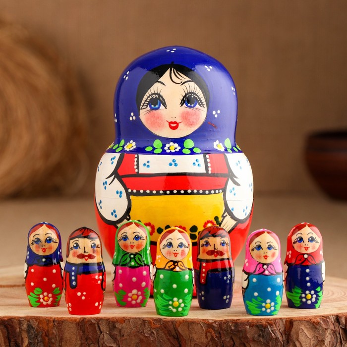 

Матрешка "Веселая семейка" 15см, 8 предметов , ручная роспись, Матрёшка