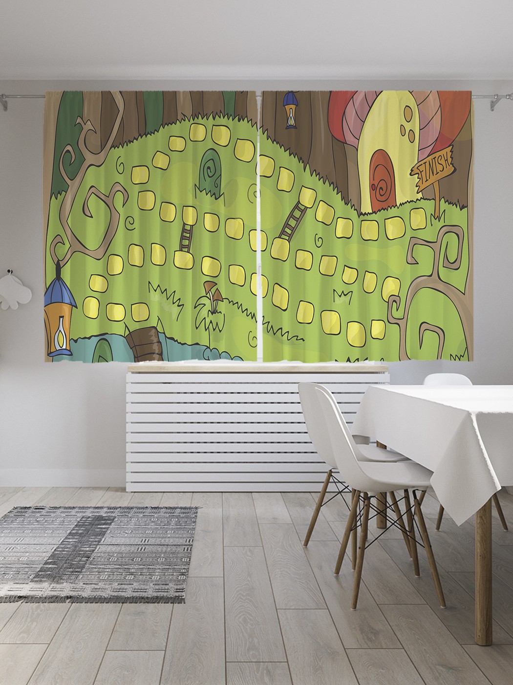 фото Классические шторы joyarty "настольная игра лес", серия oxford delux, 2 полотна 145x180 см