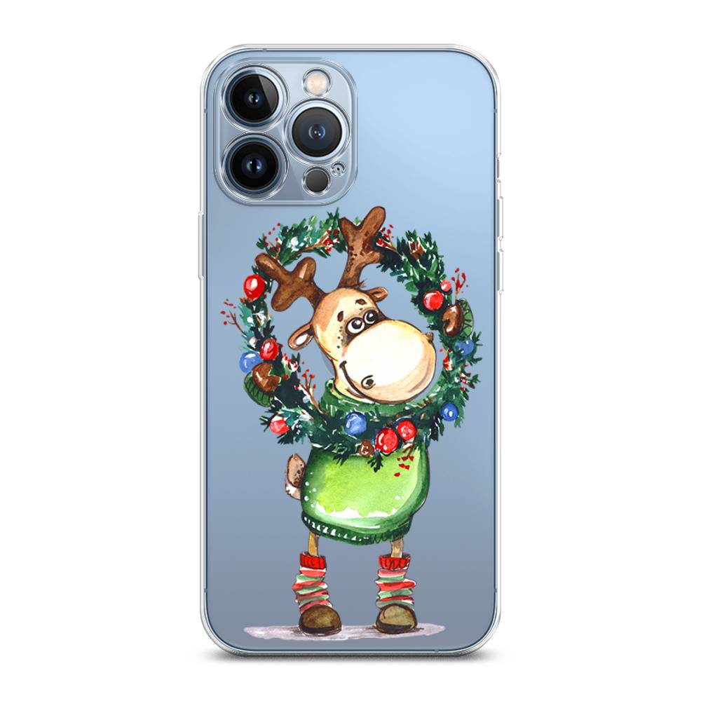 

Чехол для Apple iPhone 13 Pro Max "Олень с новогодним венком", 14450-4