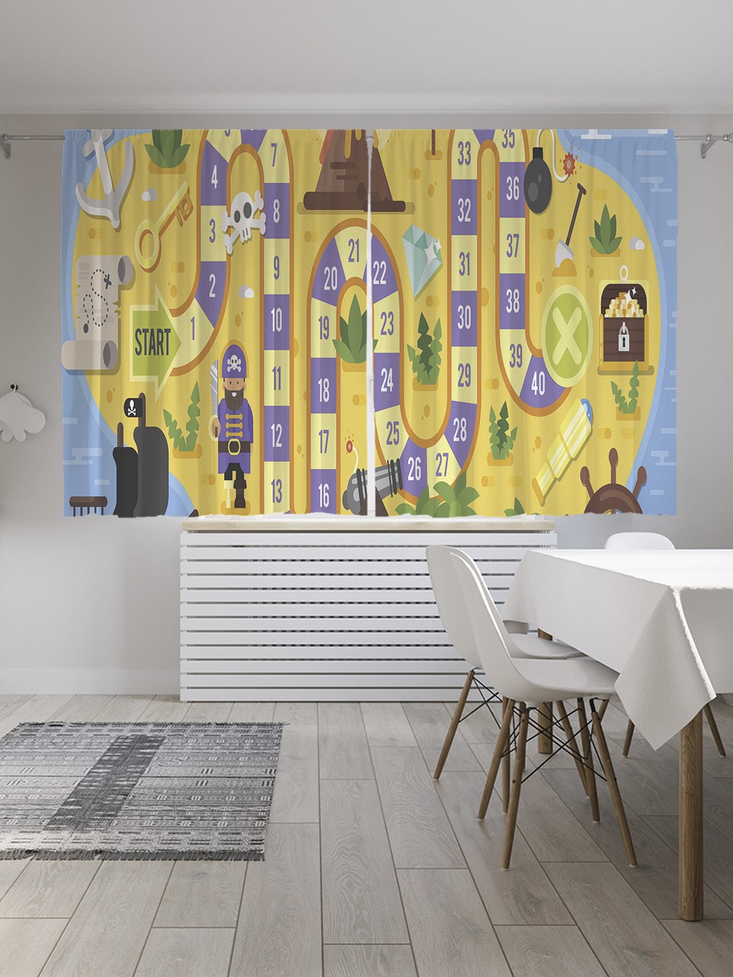 фото Классические шторы joyarty "настольная игра австралия", oxford delux, 2 полотна 145x180 см
