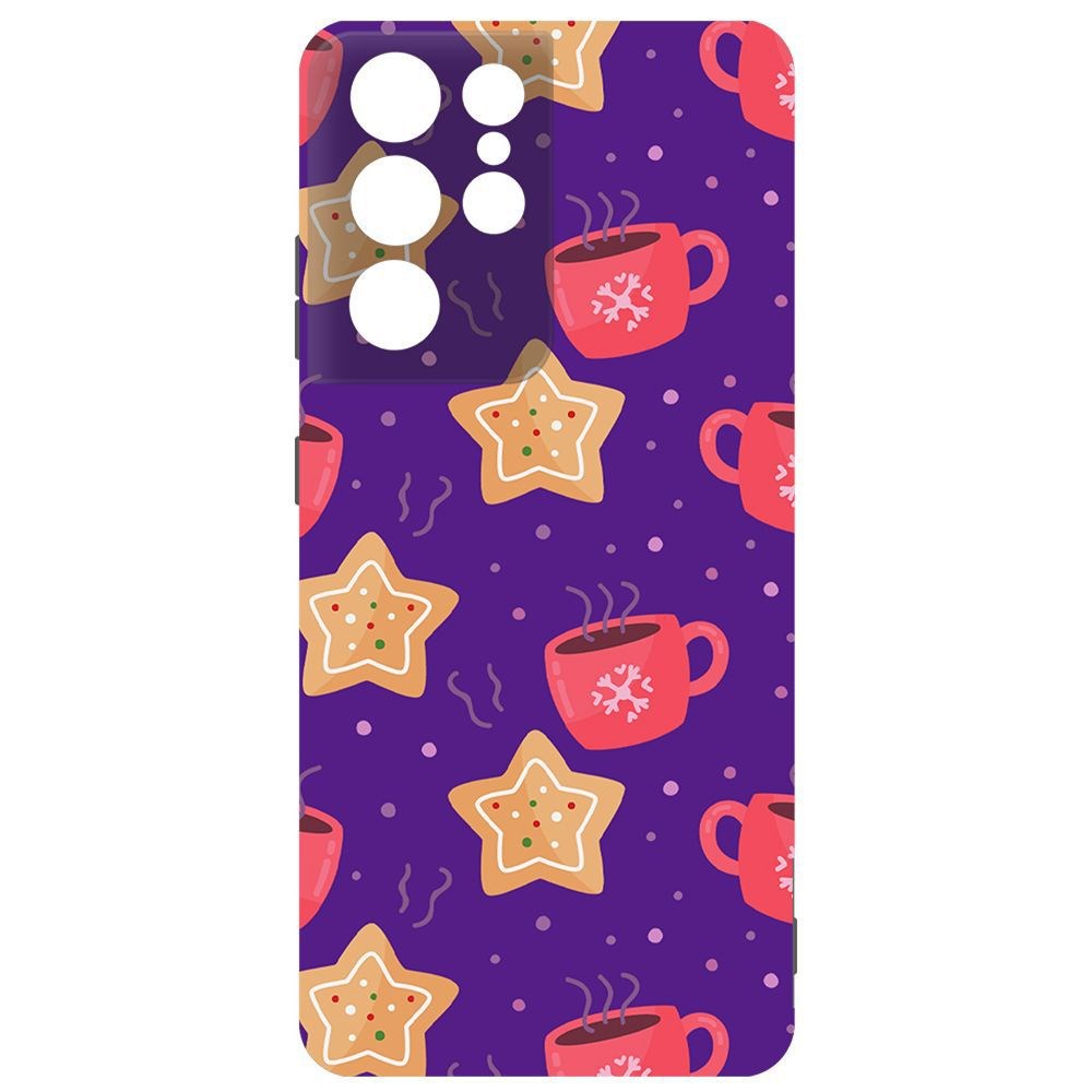 

Чехол-накладка Krutoff Софт Кейс Зимний кофе для Samsung Galaxy S21 Ultra (G998) черный
