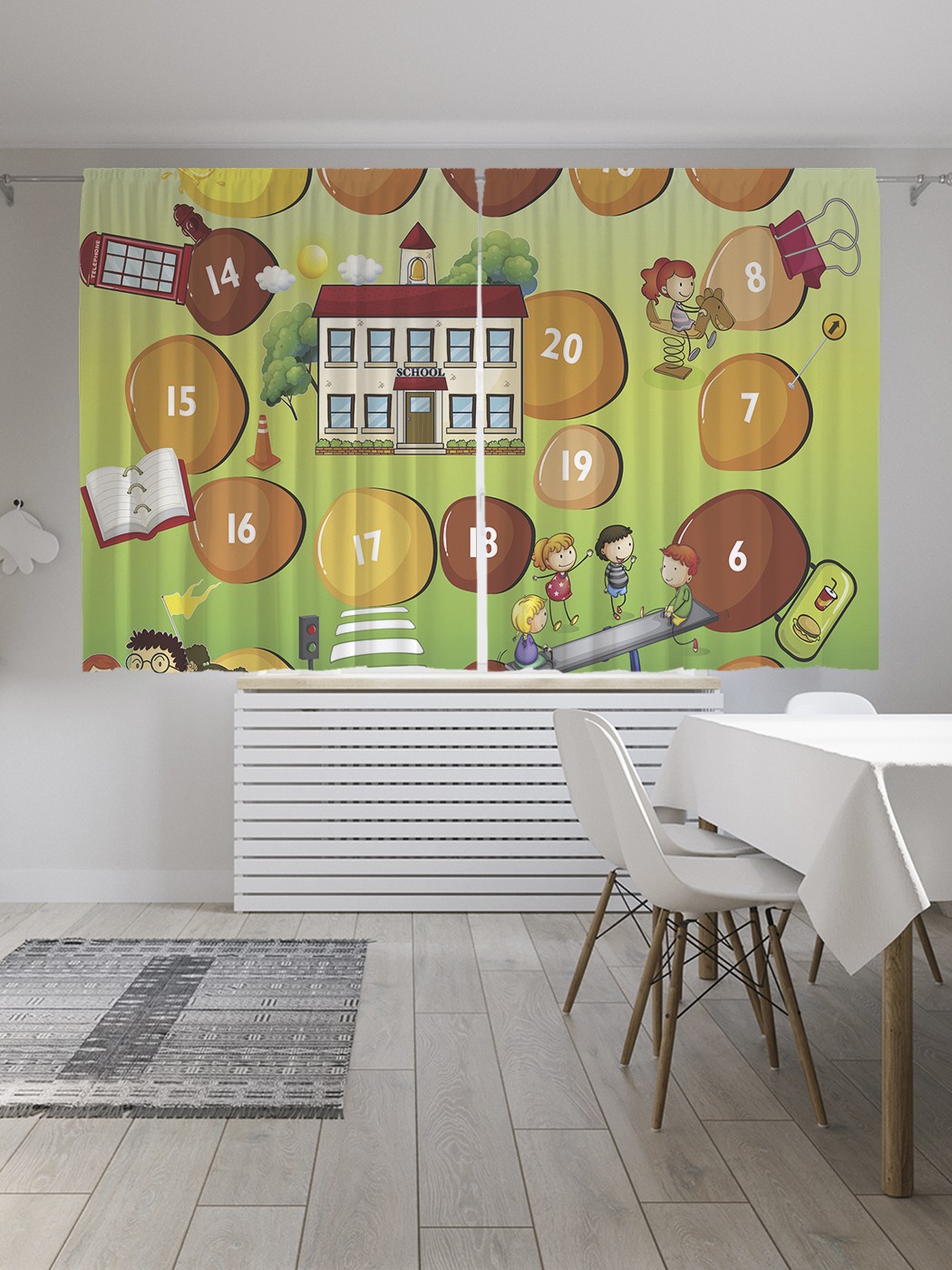 фото Классические шторы joyarty "настольная игра ученик", oxford delux, 2 полотна 145x180 см
