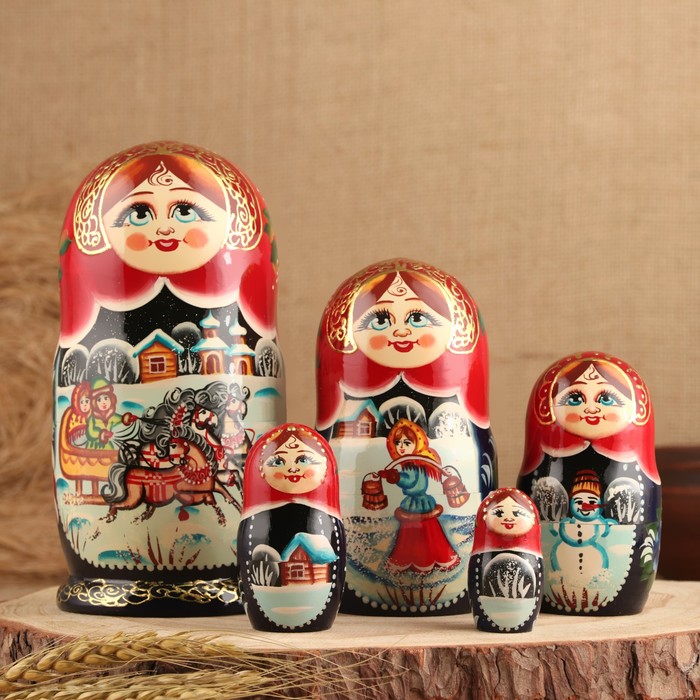 

Матрёшка «Тройка», красный платок, 5 кукольная, люкс, Матрешки премиум