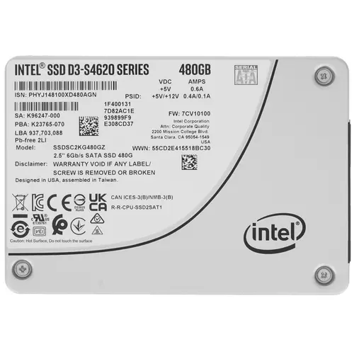 

SSD накопитель Intel 2.5" 480 ГБ (SSDSC2KG480GZ01)