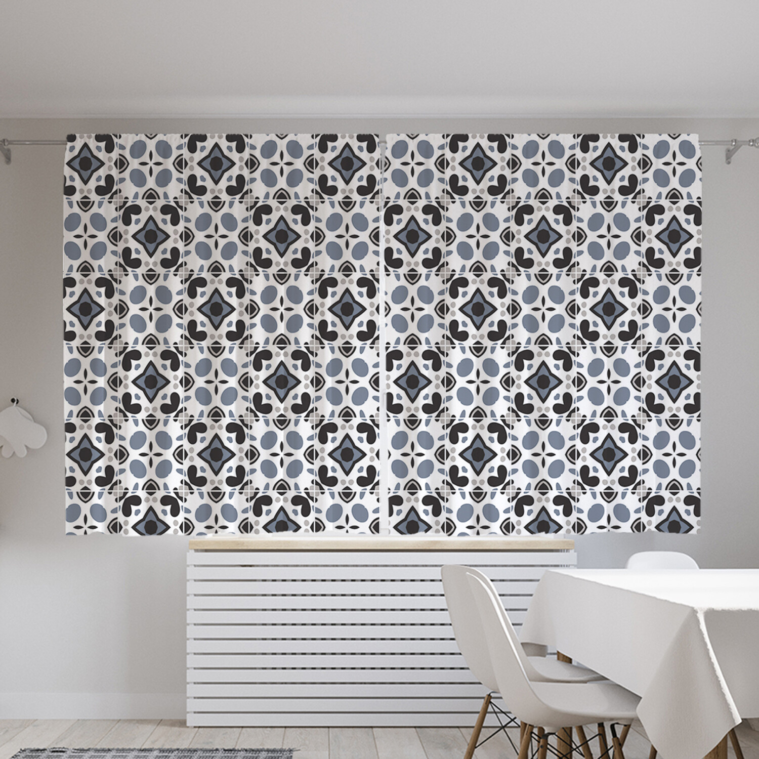 

Классические шторы JoyArty "Португальская плитка монохром", Oxford DeLux, 2шт 145x180 см, Португальская плитка монохром