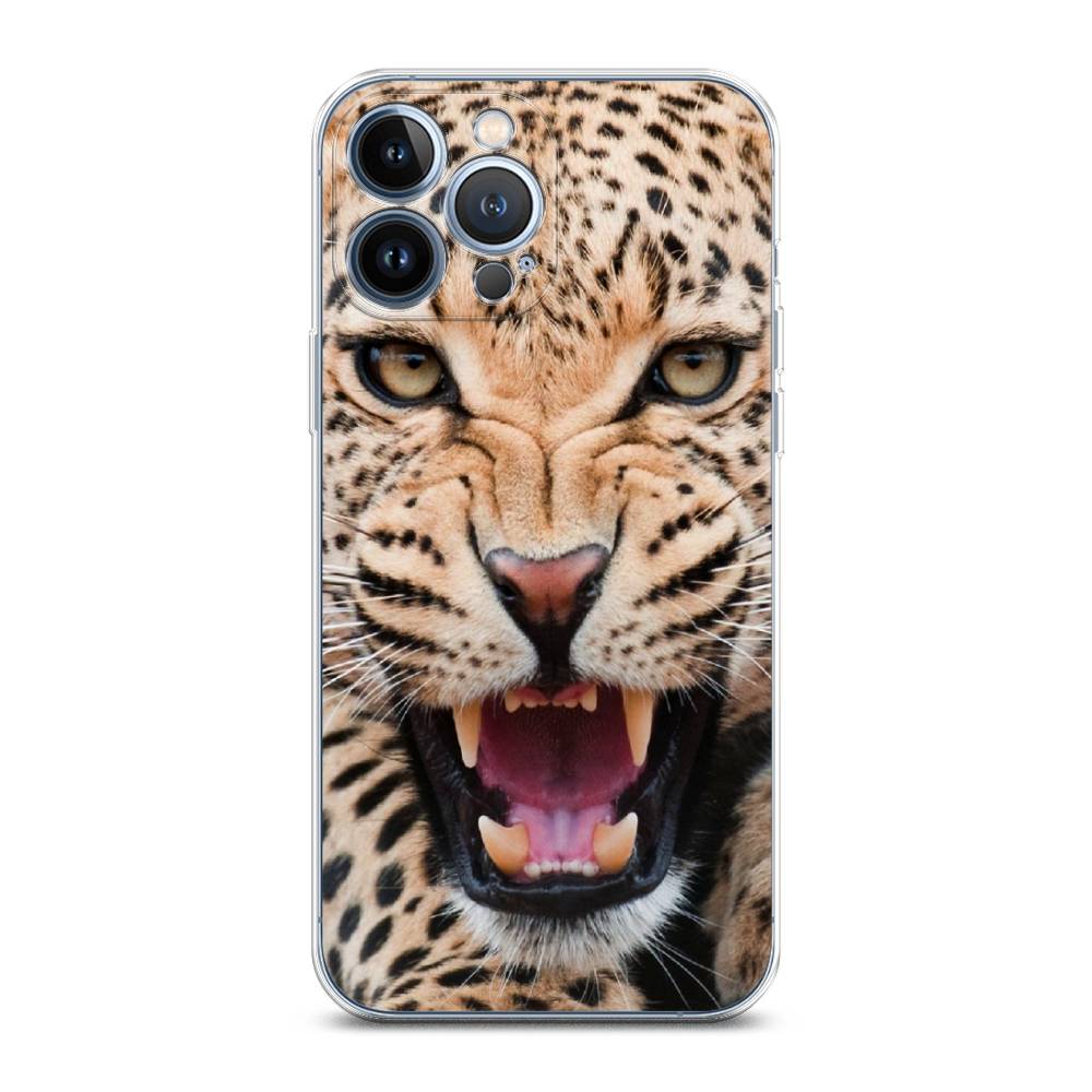 

Чехол для Apple iPhone 13 Pro Max "Леопард 3d", Бежевый;черный, 14450-6
