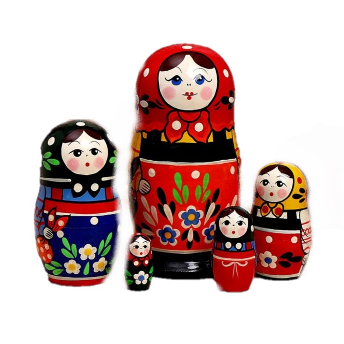 

Матрёшка «Загорская роспись» 5 в 1, большая, Красный