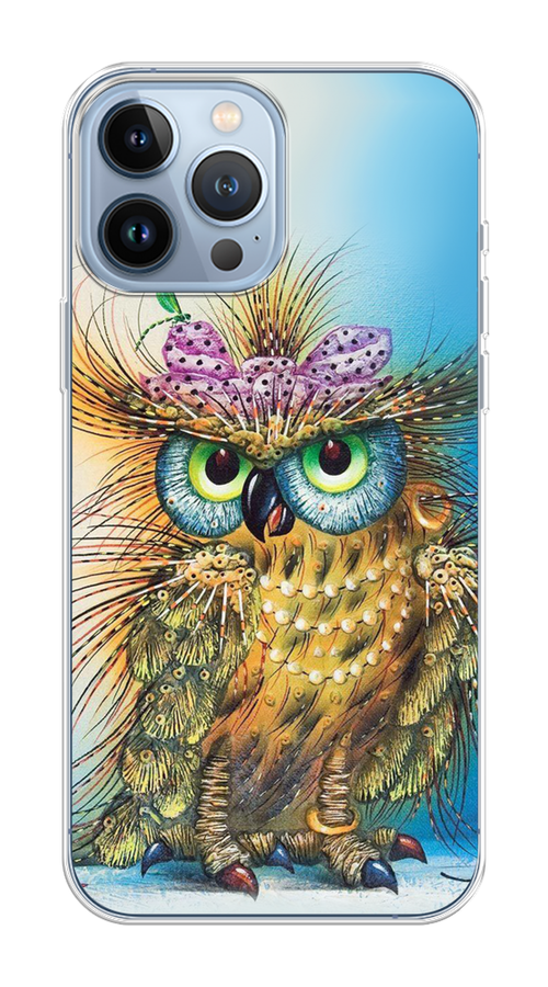 

Чехол на Apple iPhone 13 Pro Max "Модная сова", Коричневый;голубой, 14450-1