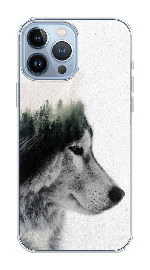 

Чехол на Apple iPhone 13 Pro Max "Волк лес", Серый;белый, 14450-1