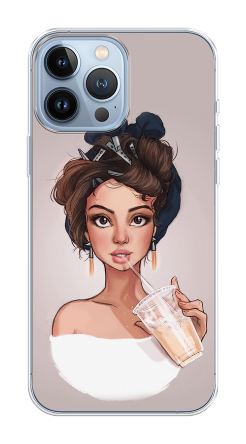 

Чехол на Apple iPhone 13 Pro Max "Девушка с фраппе", Серый, 14450-1